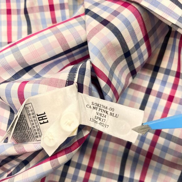 Banana Republic Mens L Camden Fit Plaid Shirt western preppy Red/Blue/White - Picture 10 of 11